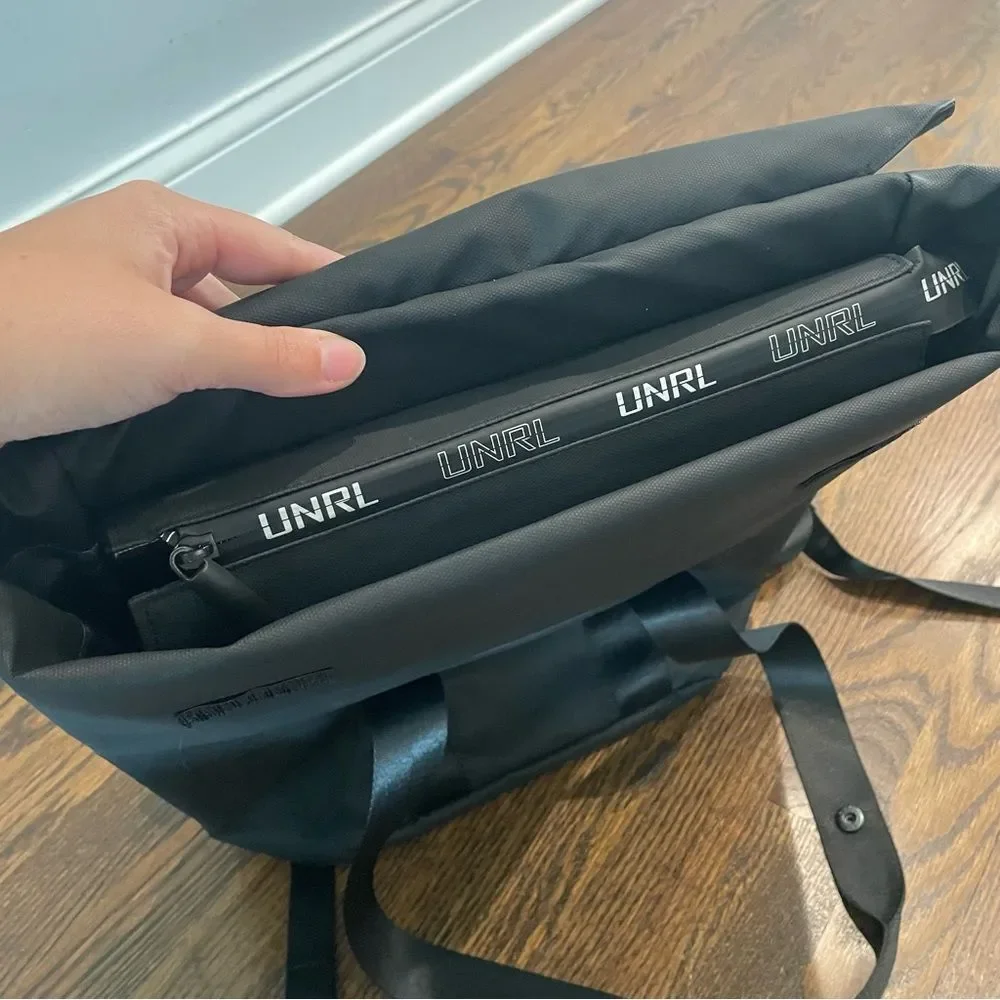 UNRL Black Vinyl Zip Up Waterproof Backpack Tote